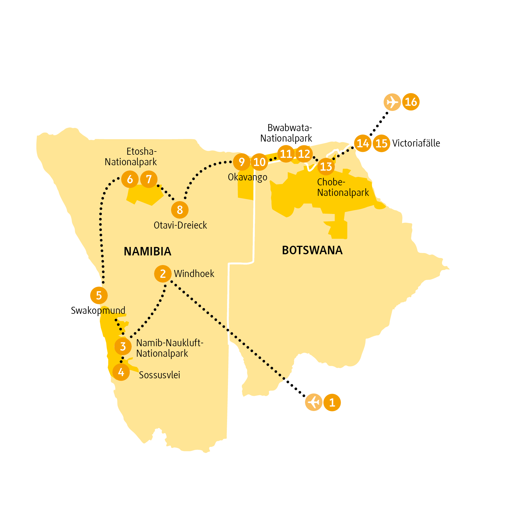 Reiseroute Caprivi
